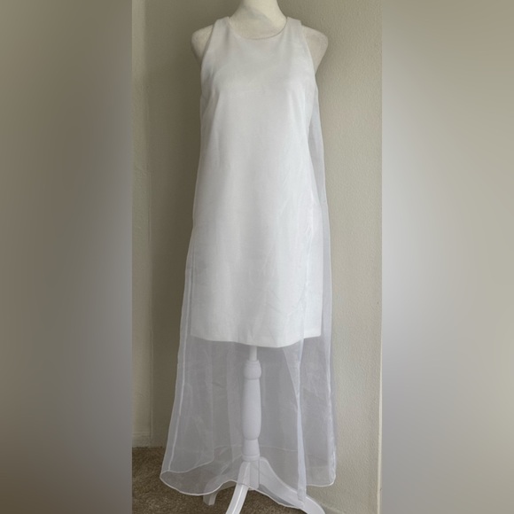 Kenneth Cole Women's Sheer-Overlay White Midi Dress - Picture 6 of 10